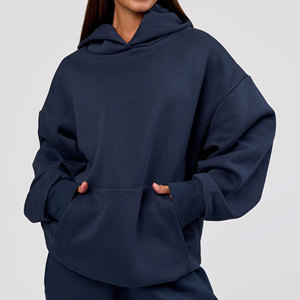 Sudadera con capucha de punto extragrande con doble cremallera para invierno, alta densidad GSM, insignia bordada en 3D, venta directa de fábrica, ropa urbana para mujer, ajuste holgado - Product Image 2