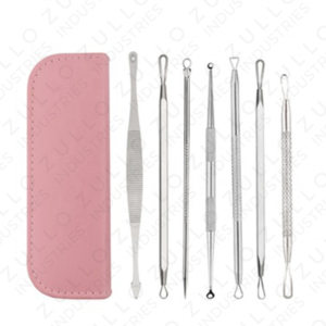 Premium 7 Pcs Stainless Steel Acne and Blackhead Removal <b>Tool</b> Set Facial Extractor Kit with Customized Logo Label - Product Image 2