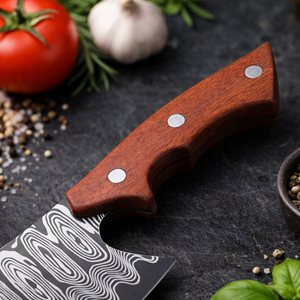 Cuchillo de carnicero japonés de acero de Damasco forjado a mano, mango de madera, funda, hoja de 7 pulgadas, apto para lavavajillas, OEM - Product Image 3