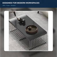 Table basse rectangulaire moderne en pierre frittée 1200 mm avec structure en acier pour mobilier de réception de bureau et de salon