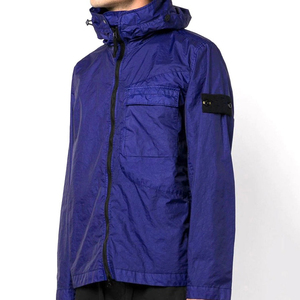 Wholesale Spring Men's Fashion Casual Waterproof Quick Dry <b>Vintage</b> Style Square Collar Hooded <b>Windbreaker</b> Jacket Chest Pocket - Product Image 4