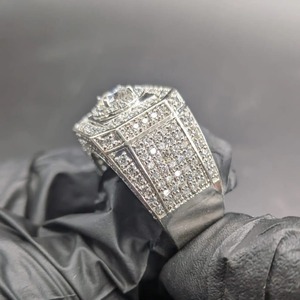 <b>Mens</b> Moissanite <b>Silver</b> Iced Out Square Halo Hip Hop Engagement <b>Ring</b> 925 Sterling <b>Silver</b> Luxury Fashion Jewelry for <b>Men</b> - Product Image 2