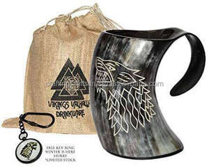 Corne viking antique écologique personnalisée faite à la main pour le design, style classique, tasse à café, bière, vin en provenance d'Inde - Product Image 1