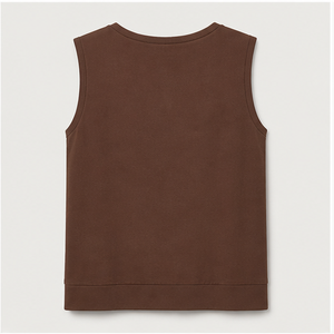 T-shirt sans manches à col rond pour femme, couleur marron chocolat, coupe classique, WTS-0107 - Product Image 2
