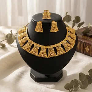 Latest Classic 24K Gold Plated Brass Flower Shape Box <b>Chain</b> Necklace Women's Party Anniversary Wedding - Product Image 3