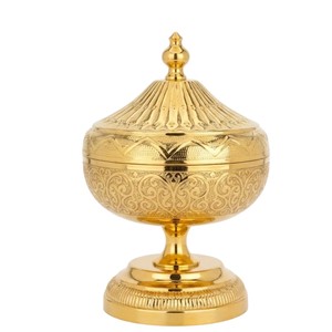 Vintage Style Silver Plated Brass Date Bowl With <b>Lid</b> And Stand Arabic Khajoor <b>Pot</b> For Ramadan Eid Decor And Wedding Serving Bowl - Product Image 4