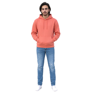 เสื้อฮู้ดผู้ชายสีลาเวนเดอร์ ทรงปกติ ผ้าฝ้ายฟลีซ สไตล์ลำลองสำหรับฤดูใบไม้ร่วง ดีไซน์กระเป๋า แขนปกติ สีพื้น - Product Image 4