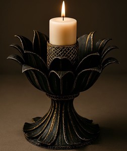 Porte-bougie en métal en forme de fleur de lotus, fait main, décoration moderne pour la maison, pièce d'appoint pour table de salon intérieur - Product Image 3