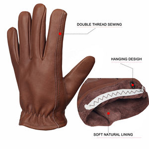 Gants d'équitation courts en cuir de vachette marron pour hommes et femmes, vente en gros OEM, pour activités de plein air, barbecue, travail estival et moto - Product Image 2