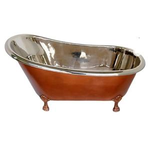 Baignoire ovale minimaliste en cuivre, autoportante, écologique, finition argent et cuivre, grande taille, baignoire en métal pour salle de bain - Product Image 1