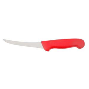 Couteaux à désosser de boucher à manche rouge avec lame de coupe incurvée et fine, poignée ergonomique et bord lisse pour la découpe de viande et les travaux de cuisine - Product Image 1