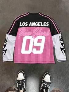 Maillot en maille unisexe personnalisé par sublimation, streetwear, surdimensionné, avec numéro graphique, manches longues, mode urbaine, vente en gros - Product Image 4