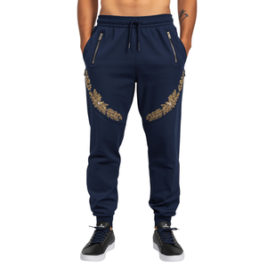Pantalon de jogging raffiné pour homme avec broderie du blason royal et design de mode contemporain élégant - Product Image 1
