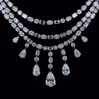 Collier de mariée de luxe en or blanc 14 carats, haute joaillerie, multi-rangs, émeraude et diamant de laboratoire taille ronde, colliers à perles tendance