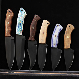 Handmade Damascus Fruit Knife Damascus Steel Blade Hunting Skinning Knife Fixed Blade Camping Survival Knife With Leather Sheath - Product Image 1