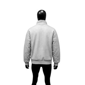 Veste universitaire en satin blanc argenté de qualité supérieure, veste bomber de baseball unie personnalisée pour hommes, femmes, unisexe, style streetwear tendance - Product Image 2