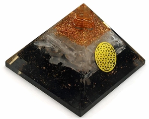 Pirámide de Orgón de Turmalina Negra, Cristal Hecho a Mano, Decoración Feng Shui para el Hogar, Escultura de Meditación - Product Image 1
