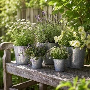 Juego de 5 macetas decorativas para jardín, ideales para plantas de interior y exterior, y exhibición de vegetación, procedentes de la India. - Product Image 6