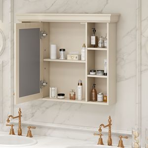 Moderno Armadietto da Bagno Blu 35 X 28 con Anta a Specchio, Mobiletto Portamedicinali da Parete - Product Image 3