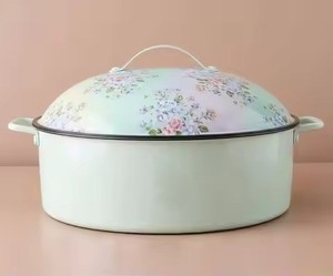 Plat de service isotherme en émail, motif Lanterne Nuit étoilée Bleu Royal, pour garder les aliments au chaud, tendance au Golfe, décoration Ramadan et Aïd - Product Image 2