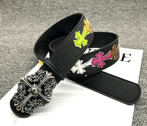 Cinturón de Cuero PU Blanco Personalizado, Estilo Punk Hip Hop, Muchos Diseños, Hebilla de Aleación, Cinturón Y2K con Hebilla Cruzada para Hombre y Mujer - Product Image 1