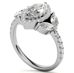 Anillo de compromiso y boda de lujo con moissanita de corte marquesa de 12x6mm, engaste de garras, chapado en oro blanco sobre plata, brillante y deslumbrante. - Product Image 3