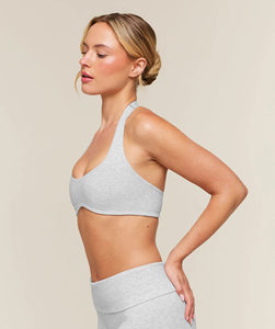 Bralette Halter sin Costuras para Mujer, Color Gris Claro, sin Varillas, Tejido Sólido de Spandex y Algodón, Deportivo, para Todas las Temporadas, Lavable a Máquina - Product Image 2