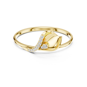 Anillo de Flor Minimalista en Oro Amarillo Sólido de 14k con Diamantes Cultivados en Laboratorio de Corte Redondo, Anillo de Boda Clásico, Regalo para Ella - Product Image 1