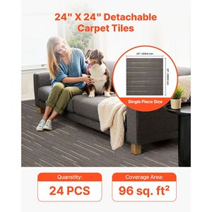 24 Pezzi di Piastrelle Modulari per Moquette 24x24 Pollici, Copertura Morbida Imbottita Senza Cuciture per Pavimenti Commerciali e Camere d'Albergo, 96 Piedi Quadrati/Pezzo, Tappeto Quadrato Riutilizzabile - Product Image 2