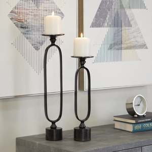<b>Candlestick</b> <b>Holder</b> Set Of 2 <b>Black</b> Tapered Design For Home Decoration Durable Finish - Product Image 4