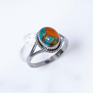 Bagues en argent sterling 925 avec pierre précieuse turquoise huître, bagues fines en argent, prix de gros, bijoux artisanaux en pierres précieuses pour femmes, vente en gros - Product Image 1