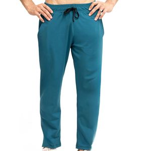 Pantalon de jogging décontracté en coton bleu sarcelle pour homme, taille élastique avec cordon de serrage, coupe droite - Fournisseur en gros - Product Image 1