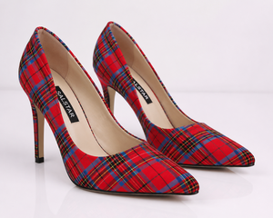 Chaussures à talons hauts en tissu tartan pour femmes de qualité supérieure |   Escarpins élégants à talon aiguille |   Vente en gros - Product Image 3