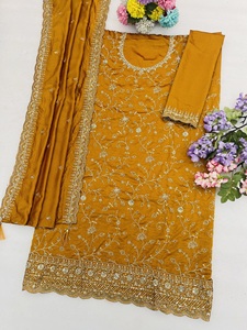 Salwar Kameez de créateur en soie Vichitra avec broderies lourdes et travail de sequins, achetez directement auprès du fournisseur à prix avantageux - Product Image 5