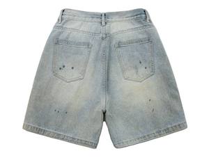 Pantalones cortos de mezclilla para hombre, estilo vintage, lavados, de secado rápido, impermeables, transpirables, de cintura alta, con cordón, informales, para verano, estilo urbano. - Product Image 3