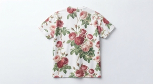 Men's Floral Print O-<b>Neck</b> Short Sleeve Cotton Blend Jersey Fabric Regular Fit Casual T-Shirt with Front Custom Logo - Product Image 3