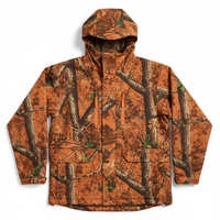 Veste de chasse imperméable en softshell camouflage pour l'hiver, unisexe, silencieuse, orange camouflage, coupe-vent, parka thermique à capuche pour la chasse au cerf