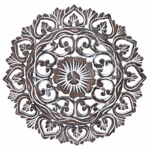 Panneau décoratif mural rond sculpté à la main en bois MDF blanc brûlé antique Fabricant indien Exportateur de panneaux décoratifs de chambre - Product Image 6