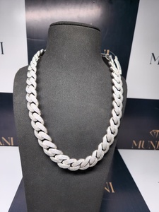 สร้อยคอเงินแท้ 925 แบบ Cuban Link ประดับเพชรโมอิสซาไนต์ สไตล์ฮิปฮอป สำหรับทั้งชายและหญิง - Product Image 1