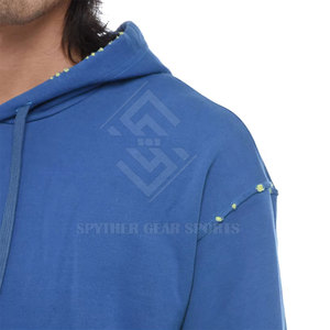 Sudaderas con Capucha de Invierno de Tallas Grandes, MOQ Bajo, Color Sólido, Logotipo Personalizado Impreso, Mangas Largas, Mezcla de Algodón y Felpa, Estilo Desgastado, Ecológicas - Product Image 6