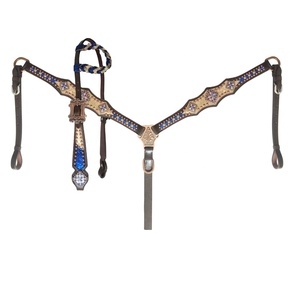 <b>Top</b> Trendy 100% Cow Leather Western One-Ear Headstall & Breast Collar Set with <b>Crystal</b> Work <b>Top</b> Supplier for Horse Products - Product Image 2