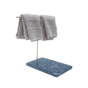 Porte-serviettes moderne autoportant à 2 barres en laiton poli, support de salle de bain fixe, longueur 10 pouces, base en marbre - Product Image 3