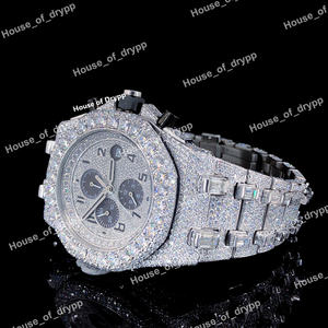 Montre automatique unisexe en acier inoxydable avec diamants Moissanite, style Hip Hop Streetwear - Product Image 2