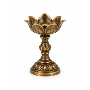 Support de Diya en laiton oxydé en forme de lotus, vente en gros |   Décoration d'intérieur indienne artisanale - Product Image 1