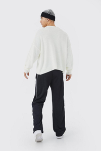 Pantalones de chándal jogger holgados de lana pesada con ribete en contraste, bordado, 100% algodón, OEM, para hombre, con logotipo personalizado al por mayor - Product Image 2