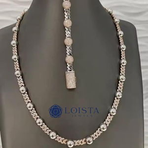 Collar de cadena cubana estilo hip hop con diamantes cultivados en laboratorio certificados por IGI, en oro, con incrustaciones de diamantes, para hombre. - Product Image 4