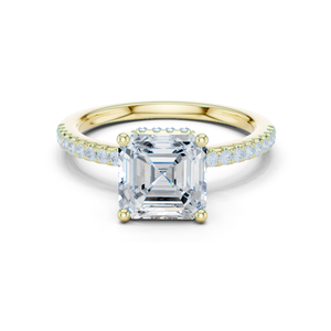 Elegante anillo de diamante de corte Asscher cultivado en laboratorio disponible en oro amarillo de 14 quilates, anillo clásico certificado por GRA para aniversario al precio más bajo. - Product Image 1