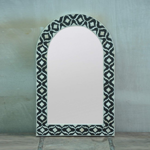 Espejo Decorativo Rectangular Hecho a Mano con Incrustaciones de Hueso, Diseño Moderno y Rústico de Lujo, Espejo de Pared Mediterráneo Azul y Blanco - Product Image 4