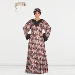 Robe Kaftan Imprimée en Rayonne pour Femmes Musulmanes avec Broderie Diamantée, Manches Longues, Tenue Islamique Modeste, Élégante Robe Maxi du Moyen-Orient - Product Image 2
