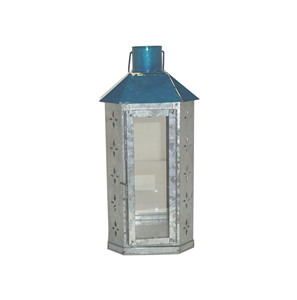 Lanterne suspendue carrée en métal rouge, grande, décorative, avec découpe en feuille de palmier, toit pyramidal, poignée en fil métallique, verre - Product Image 5